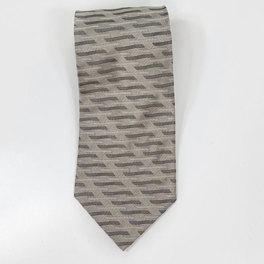 Croft & Barrow Patterned Silk Men's Neck Tie Taupe Tan Grey